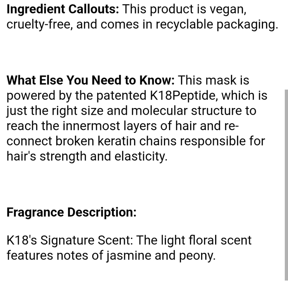 NIB K18 BIOMIMETIC HAIRSCIENCE HAIR REPAIR MASK - Picture 6 of 16